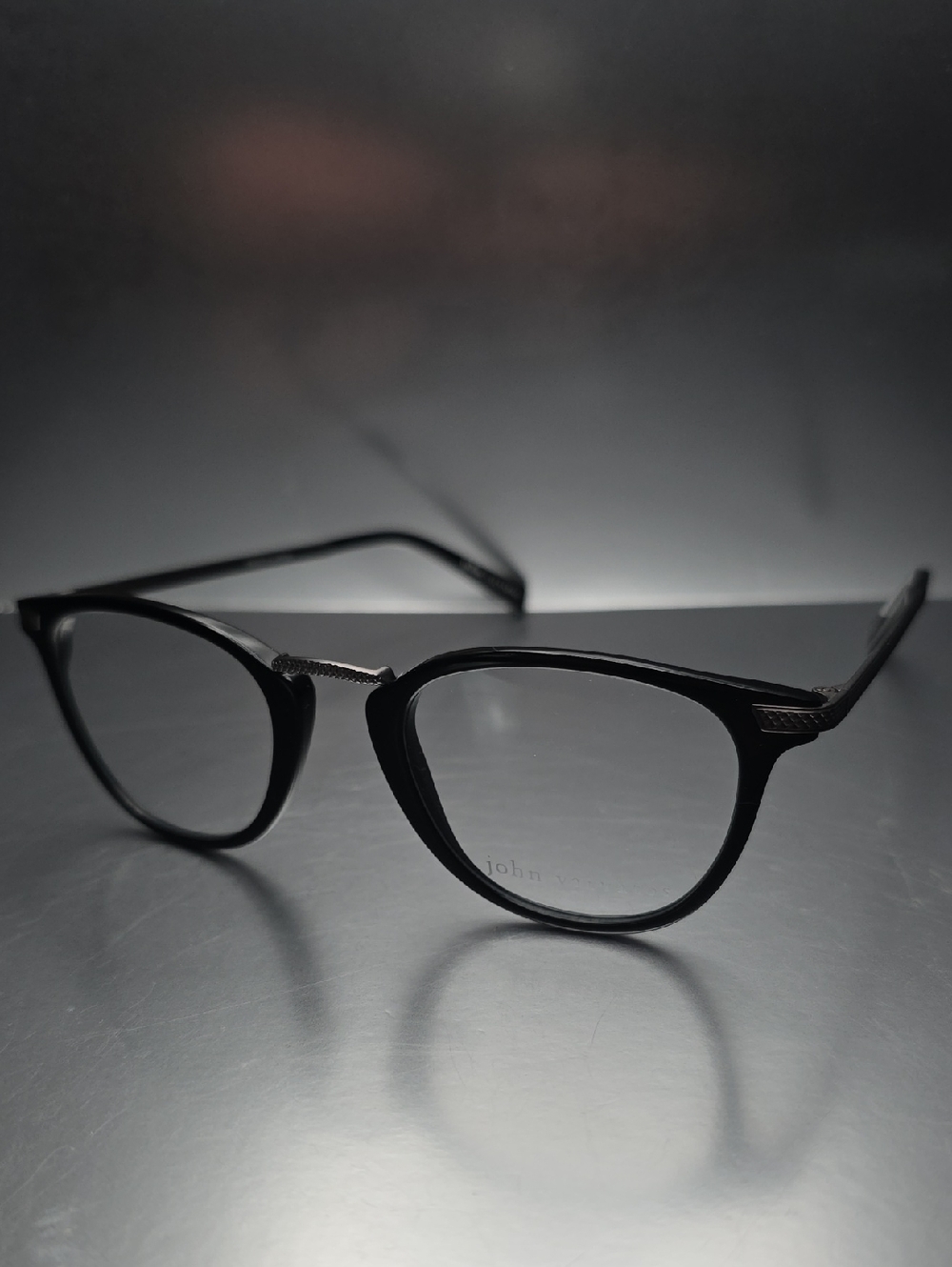 John Varvatos Black Round Frame Glasses